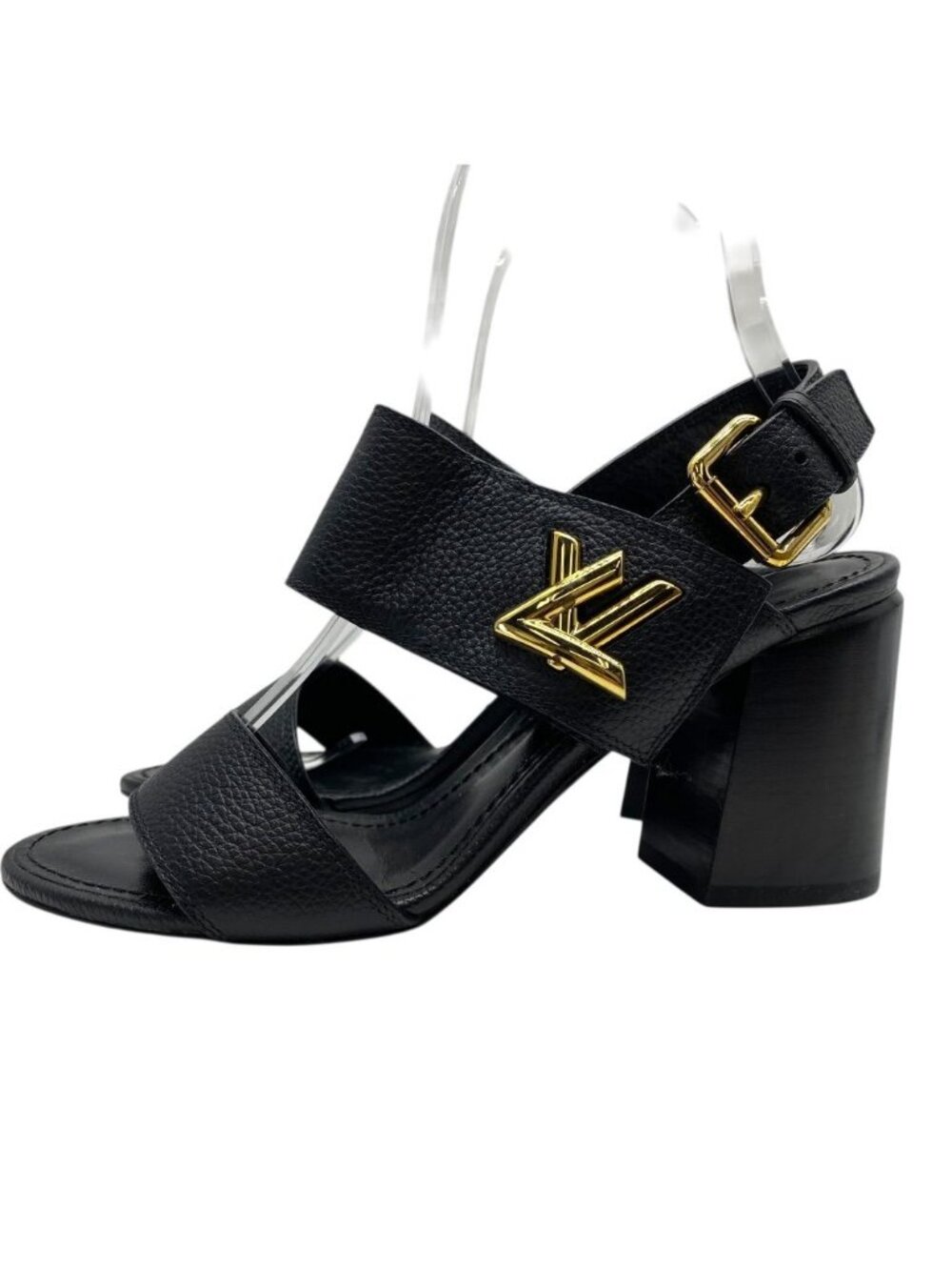 Louis Vuitton Horizon Line Sandals LV Logo Gold Black Leather 34.5 ): Sophistica - Picture 3 of 10